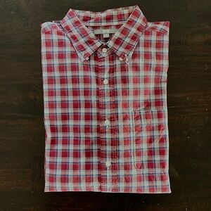 Uniqlo Men’s Red and Blue Plaid Casual Shirt